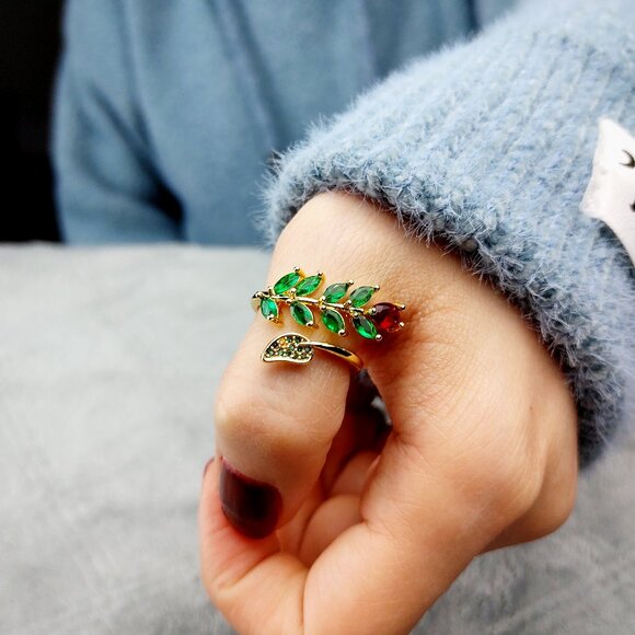 Petals and Leaves Gold Plated Ring - Picture 2 of 4